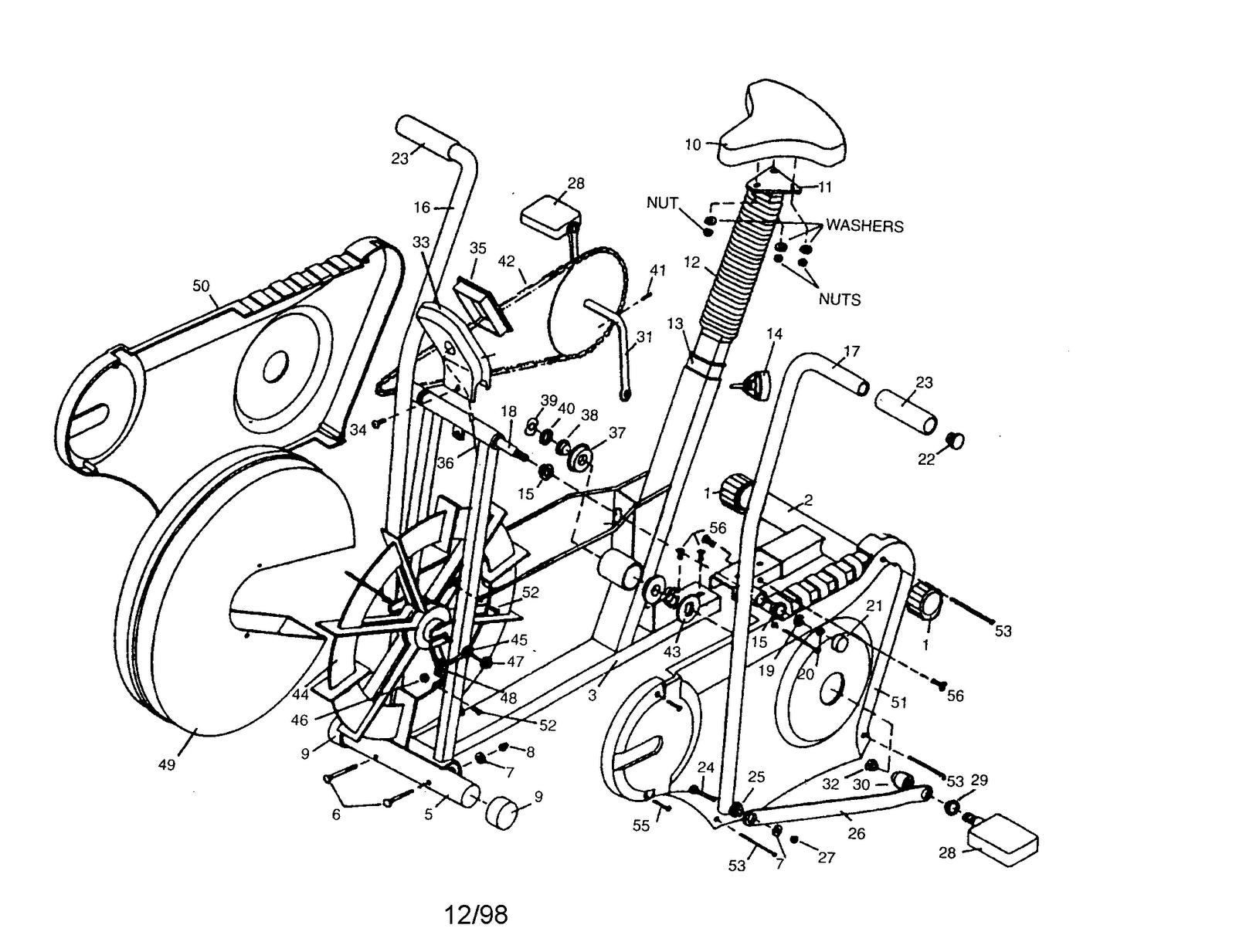 Exercise Bike Parts Frame, Drive and Flywheel Parts